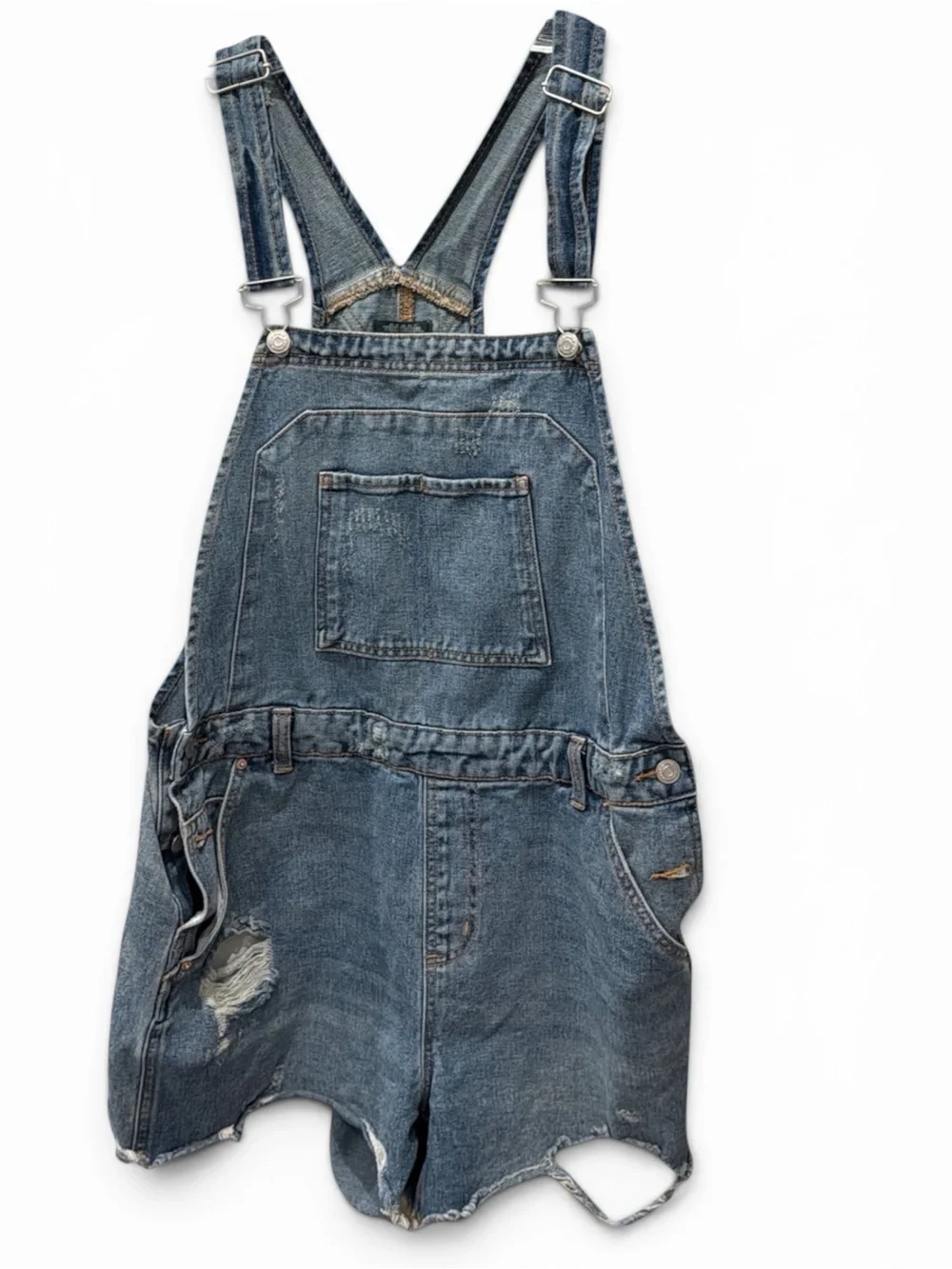 Wild Fable Denim Shortalls Overalls Romper Distressed Light Wash Size Large